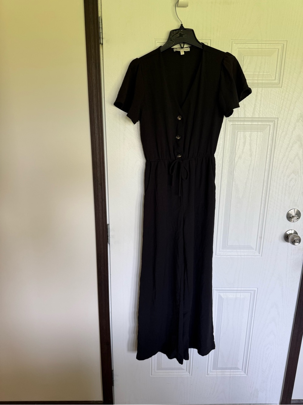 2 for $30 sale: Monteau LA black short sleeve wide leg jumpsuit - M/L